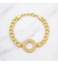 Altın Kaplama İmitasyon Desenli Figaro Model Çeyrek Çerçeve Bileklik BLK-1158 (Gold)