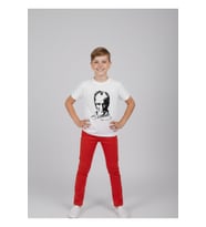 Erkek Çocuk ATATÜRK Baskılı T-Shirt Ve Kırmızı Keten Pantolon Takım 23Nisan Ve özel Günler