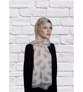 Moda Kaşmir Krep Şal Yıldırım Desenli (Krem - Yeşil)