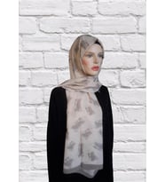 Moda Kaşmir Krep Şal Yıldırım Desenli (Krem - Yeşil)