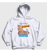 Presmono Unisex Beyaz Yapping Hediye Turuncu Kedi Kedili Kapüşonlu Sweatshirt 505217tt