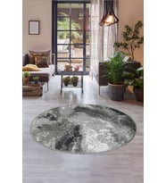 Dijidekor Halı Antrasit Cool Yıkanabilir Saçaksız Yuvarlak Delüxe Yolluk Kilim Salon Halısı Modeli