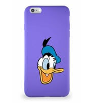 Apple iPhone 6 Plus Soft Premier Kapak Donald Duck-A Tasarımlı Silikon Kılıf - Mor (Şeffaf)