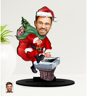 Kişiye Özel  yılbaşı hediyesi Noel Baba  Karikatürlü  Mdf Biblo (Çok Renkli)
