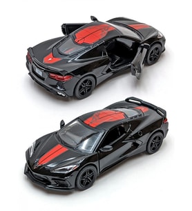 Kinsmart 2021 Chevrolet Corvette Stingray C8 Livery Edition Diecast Car Set Siyah