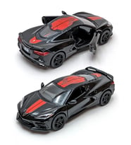 Kinsmart 2021 Chevrolet Corvette Stingray C8 Livery Edition Diecast Car Set Siyah