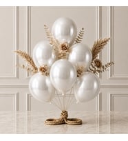 Beyaz Renk Lateks Metalik Balon (30 cm) - 6 Adet