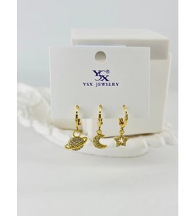 Zirkon Taşlı Üçlü Kombin Küpe - Kp00412