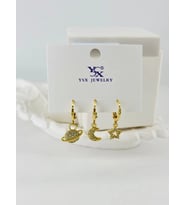 Zirkon Taşlı Üçlü Kombin Küpe - Kp00412