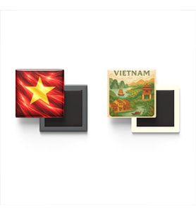 Buzdolap Magnetleri - Vietnam Bayrağı ve Paper Cut Tema - 2'li Set Magneti