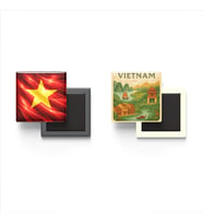 Buzdolap Magnetleri - Vietnam Bayrağı ve Paper Cut Tema - 2'li Set Magneti