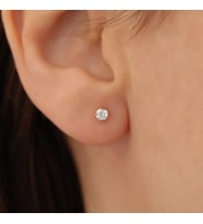 925 Ayar Gümüş Minimal Tektaş Küpe- ÇAP:3,25 mm (Altın)