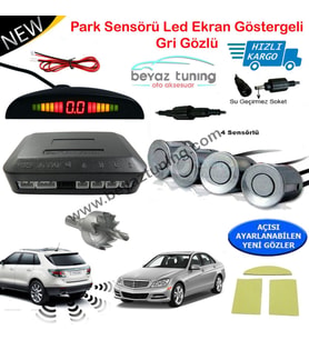 Park Sensörü Göstergeli Led Ekranlı Ses İkazlı Gri