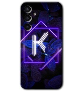 Galaxy S23 FE Kılıf HD Desen Baskılı Arka Kapak - Dark Neon Yaprak K Harfi