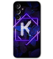 Galaxy S23 FE Kılıf HD Desen Baskılı Arka Kapak - Dark Neon Yaprak K Harfi