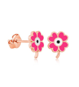 ?Gümüş Fosforlu Pembe Yonca Küpe
