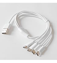4 in 1 USB Tip-C Şarj Kablosu Çoklayıcı, Beyaz, 1 Metre, Çoklu Cihaz Şarj Kablosu