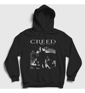 Presmono Unisex Siyah Weathered Müzik Creed Kapüşonlu Sweatshirt 530387tt