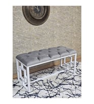 Beyaz Boyalı İçi Kareli Diktörtgen 100 cm x 40 cm Oturak Puf - Bench - Makyaj Oturağı - Oturak Gri Renk 100 x 40 Boyut/Ebat (Çok Renkli)