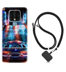 Tecno Camon 16 18P Pova Kılıf Boyun Askılı Silikon Neon Cars 1724