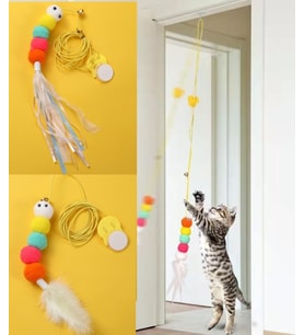 Elastik Yapışkanlı Kedi Oyun Oltası