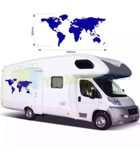 Karavan Çekme Dünya Haritası Oto Sticker Araba Araç Yapıştırma Etiket ( 125 x 60 Cm Ölçü )