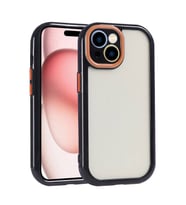 Skyarc Apple iPhone 15 Kılıf Kamera Korumalı Renkli Kenar ve Çerçeve Tasarımlı Vitamin Kapak (Siyah)
