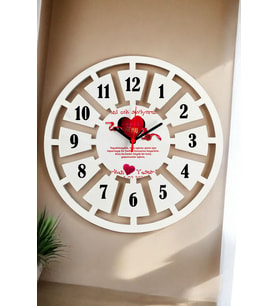 Sevgililer Günü Hediyesi Duvar Saati 40cm 006 (Beyaz)
