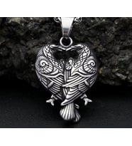 Paslanmaz Çelik Viking Mitoloji Hafıza ve Zeka Simgesi Raven Kuzgun Viking Kolye