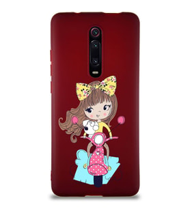 Xiaomi Redmi K20 Pro Soft Premier Kapak Vespagirl Tasarımlı Silikon Kılıf - Mürdüm (Şeffaf)