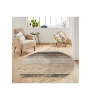 Eliana Home Baskılı, Yıkanabilir Kaymaz Taban Yuvarlak Halı LNA7102 120x120 cm (Kahverengi)
