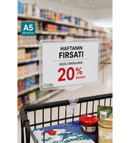 A5 Mandallı Etiketlik Fiyatlık Sepet Raf Askılık Fiyat Etiketi Çerçeveli Market Mağaza Şeffaf