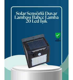 Sensörlü 20 LED Solar Duvar Lambası 3 Metre Algılama Mesafesi