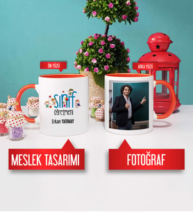 Sınıf Öğretmeni Kupa Bardak Turuncu Fotoğraflı