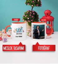 Sınıf Öğretmeni Kupa Bardak Turuncu Fotoğraflı