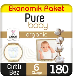 Pure Baby Organik Bebek Bezi Ekonomik Paket 6 Beden 60x3 180 Adet