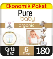 Pure Baby Organik Bebek Bezi Ekonomik Paket 6 Beden 60x3 180 Adet