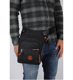 Bagacar SV3470 Siyah Erkek Bel ve Bacak Motorcu Çantası