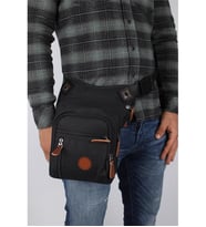 Bagacar SV3470 Siyah Erkek Bel ve Bacak Motorcu Çantası