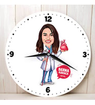 Kalp Doktoru Kadına Hediye Kişiye Özel Karikatürlü Duvar Saati