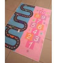 EVALİFE 8154 SEKSEK YOL DESENLİ KAYMAZ ÇOCUK HALISI 120X180 CM