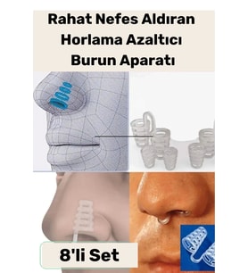 Yeni Seri Rahatlatıcı Uyku Önleyici Horlama Azaltıcı Nefes Alıp Verme Burun Delik Aparatı 8'li Set