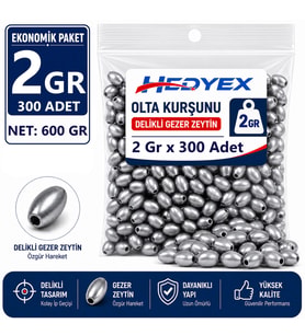 Hedyex 2 Gr 300 Adet (600 Gr) Olta Kurşunu Delikli Gezer Zeytin