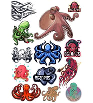 Ahtapot Sticker Set-11 13 Parça Telefon, Tablet, Defter, Laptop Sticker
