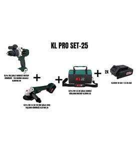 KLPro Set-25 (KLPro ŞARJLI DARBESİZ MATKAP+ 115 MM ŞARJLI AVUÇ TAŞLAMA+BÜYÜK BOY TAŞIMA ÇANTASI)