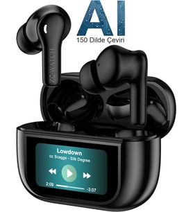 ZCWATCH E0325 Pro AI Canlı Çeviri Kulaklık, ANC/ENC 4 Mikrofon 470 Mah LCD Dokunmatik Ekran (Siyah)