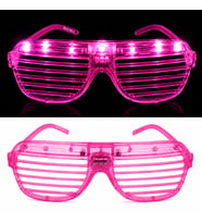 LED Işıklı Panjur Parti Gözlüğü Pembe Renk Shutter Gözlük