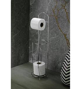 Haus Ayaklı Wc Kağıtlı Yedek Kağıt Hazneli Tuvalet Kağıtlığı Yuvarlak Krom