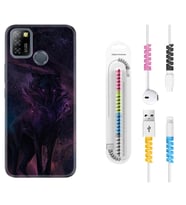 INFINIX Smart 4 5 6 Zero 8 S5 Pro Kılıf Kablo Koruma Spiral Silikon Black Purple Wolf 1791