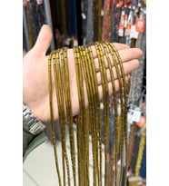 Hematit Taşı Silindir Kesim Parlak Gold 4x8mm Doğal Taş Dizi